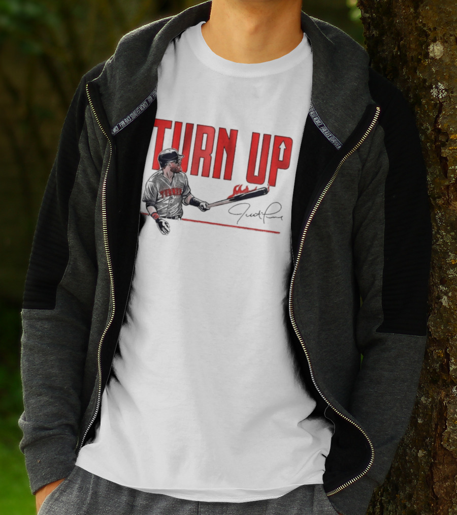 Justin Turner Baseball Turn Up Fire Bat Signature T-Shirt