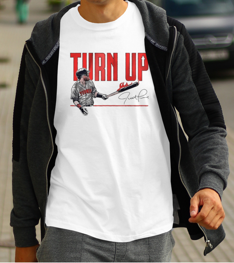 Justin Turner Baseball Turn Up Fire Bat Signature T-Shirt