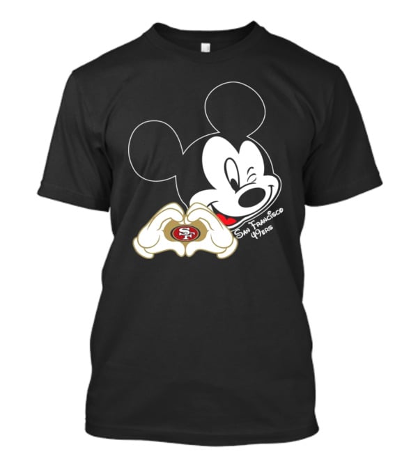 Mickey Mouse Heart Hands With San Francisco 49ers T-Shirt