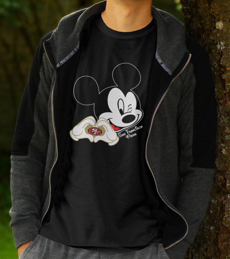 Mickey Mouse Heart Hands With San Francisco 49ers T-Shirt