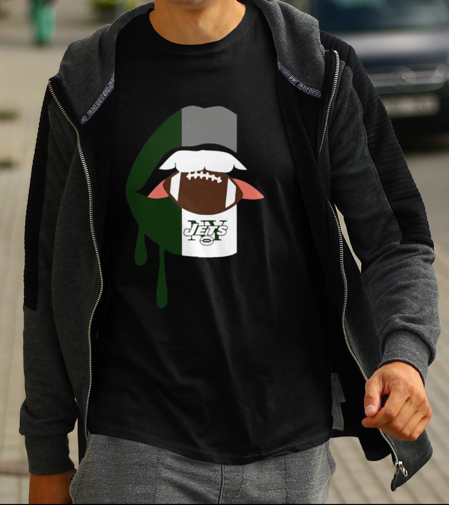 Jets Lips Football Drip New York T-Shirt