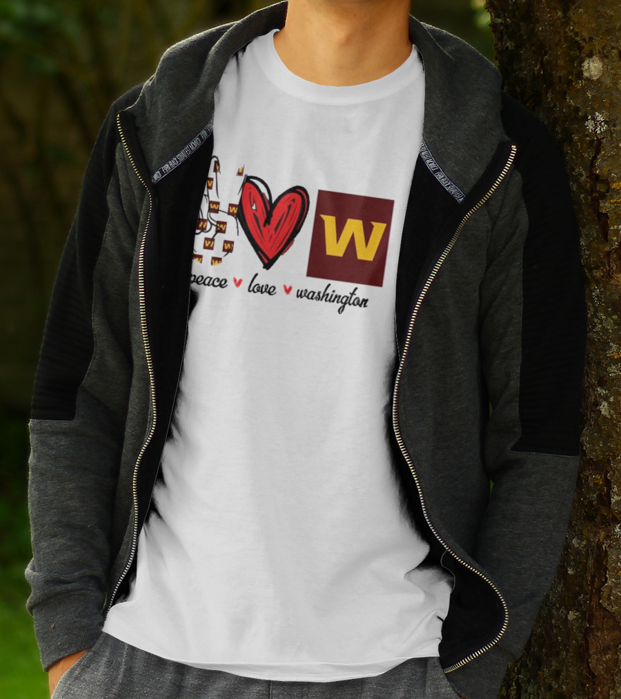 Peace Love Washington Commanders W Logo Football Team T-Shirt