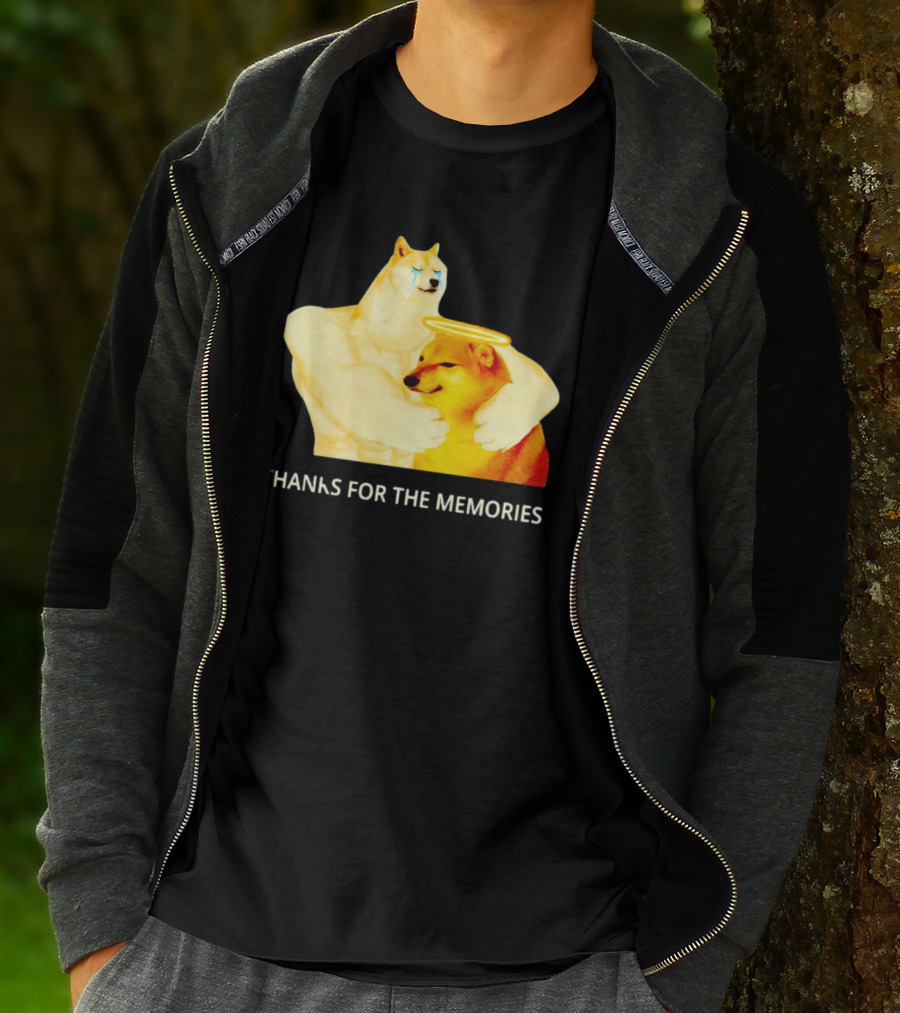 RIP Cheems Thanks For The Memories Doge Crying Angel Halo Hug T-Shirt