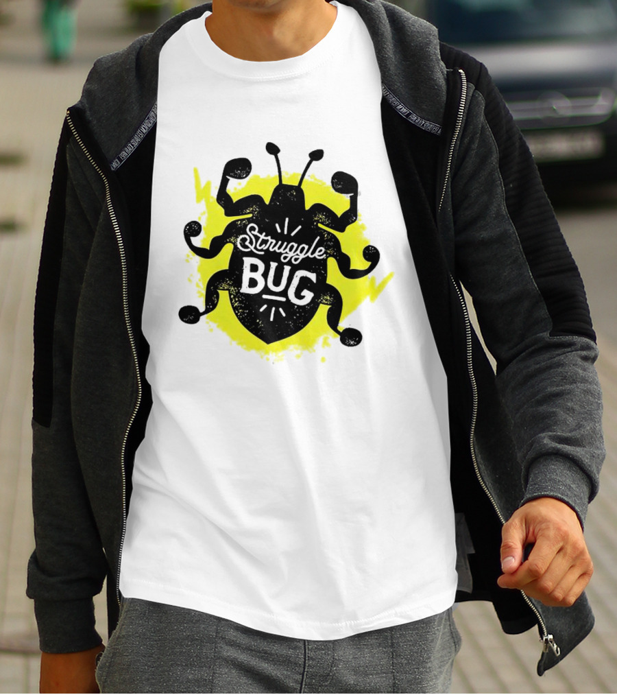 Struggle Bug Yellow Lightning Background T-Shirt