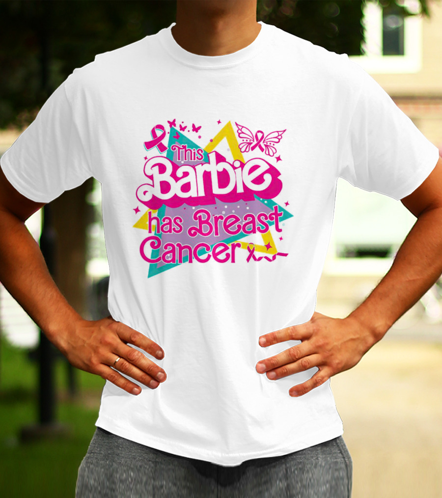 This Barbie Has Breast Cancer Pink Ribbon Butterflies Stars T-Shirt