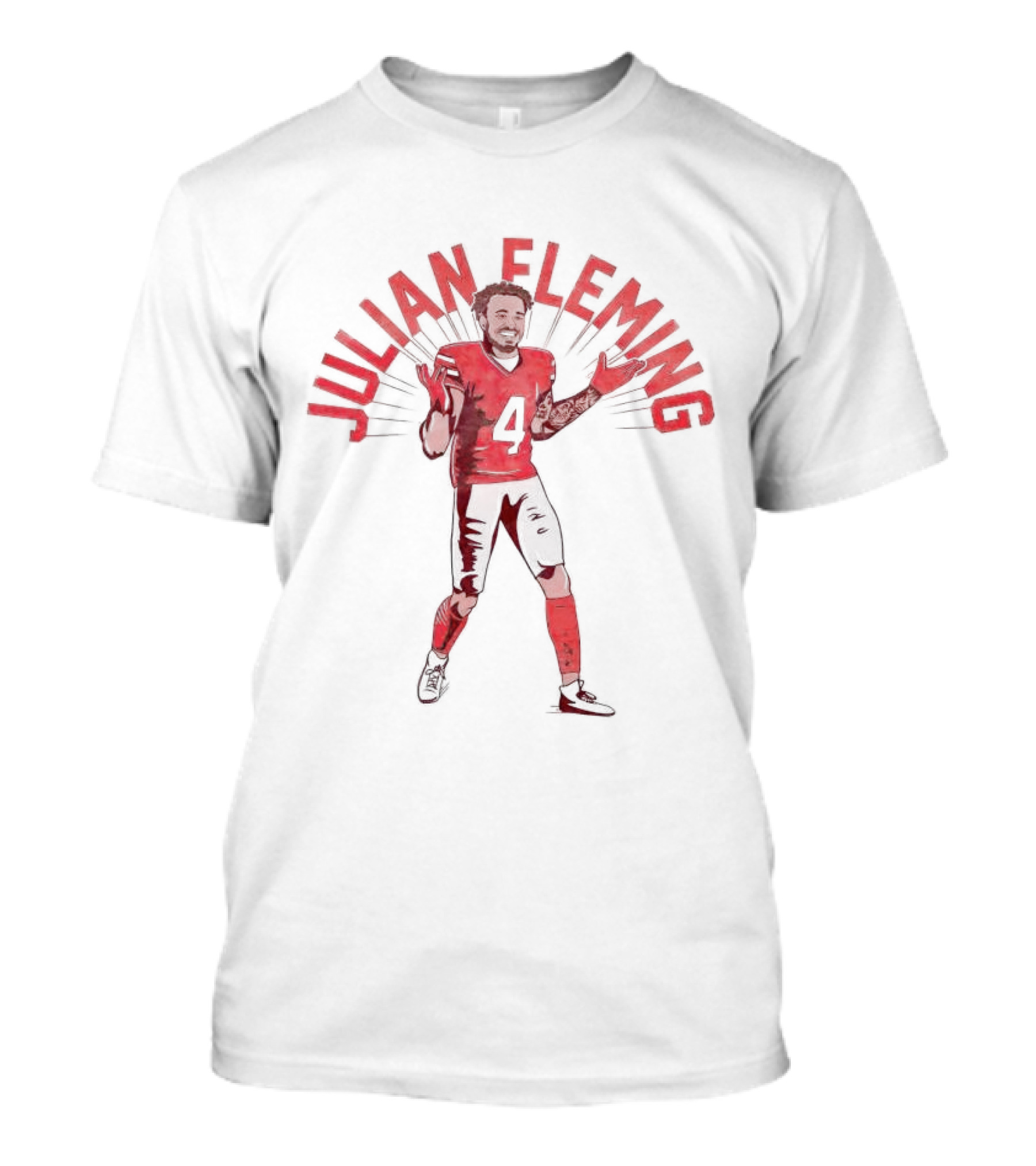 Julian Fleming Football Number Four Dynamic Pose T-Shirt