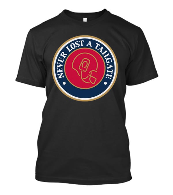 Never Lost A Tailgate Football Helmet Red And Blue Circle Badge T-Shirt