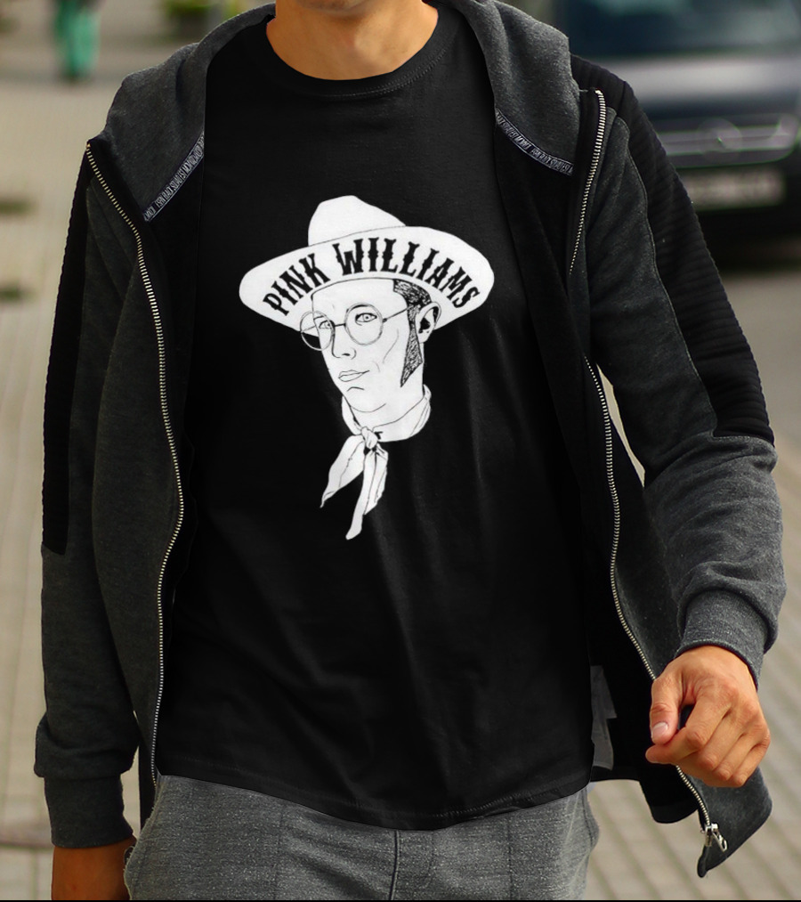 PINK WILLIAMS Cowboy Hat Illustration With Glasses And Scarf T-Shirt