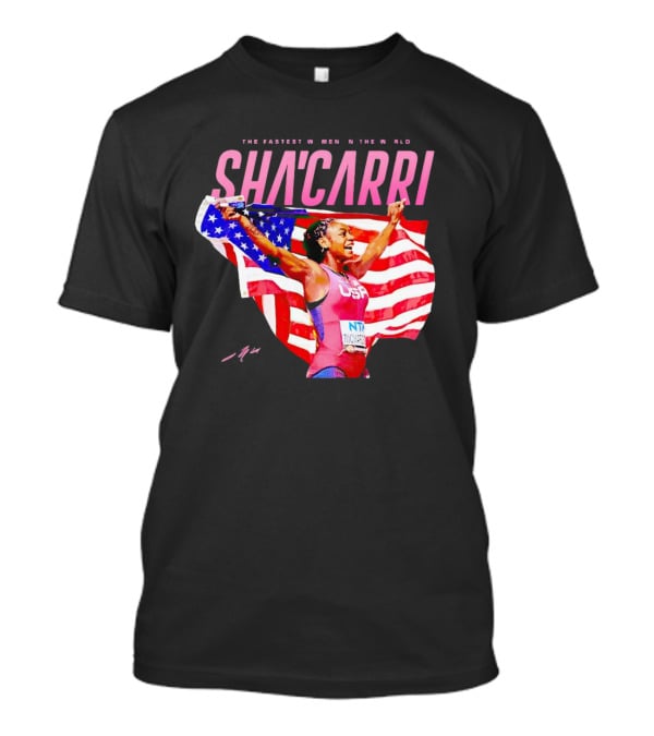 SHA'CARRI The Fastest Women In The World USA Flag T-Shirt