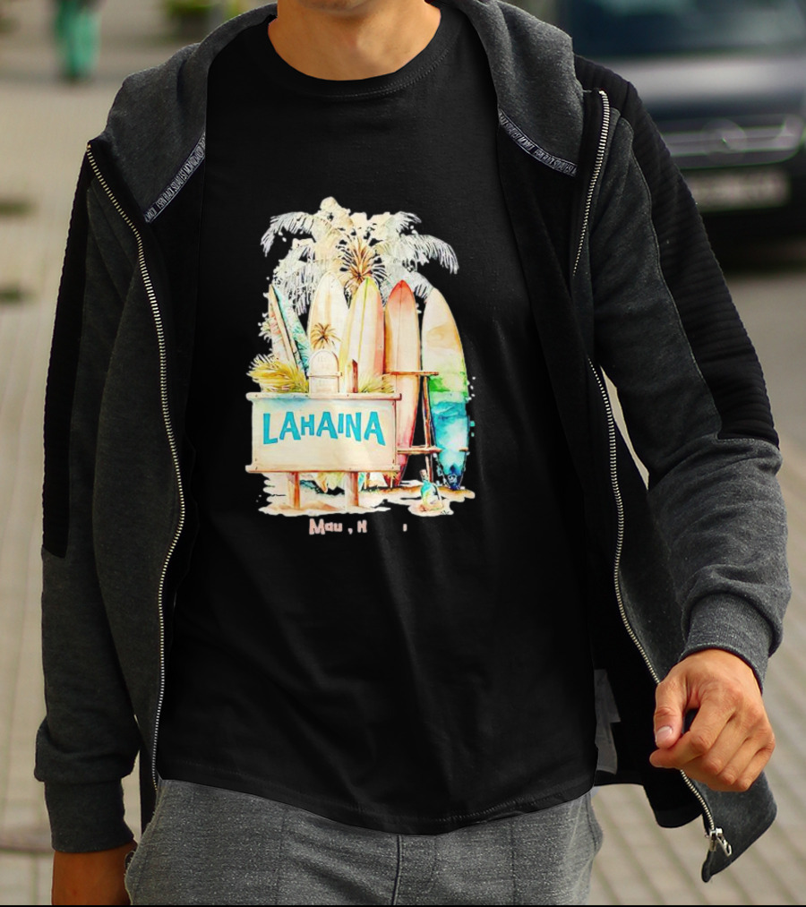 Lahaina Maui Hawaii Surfboard Palm Tree Tropical Vibes Strong T-Shirt