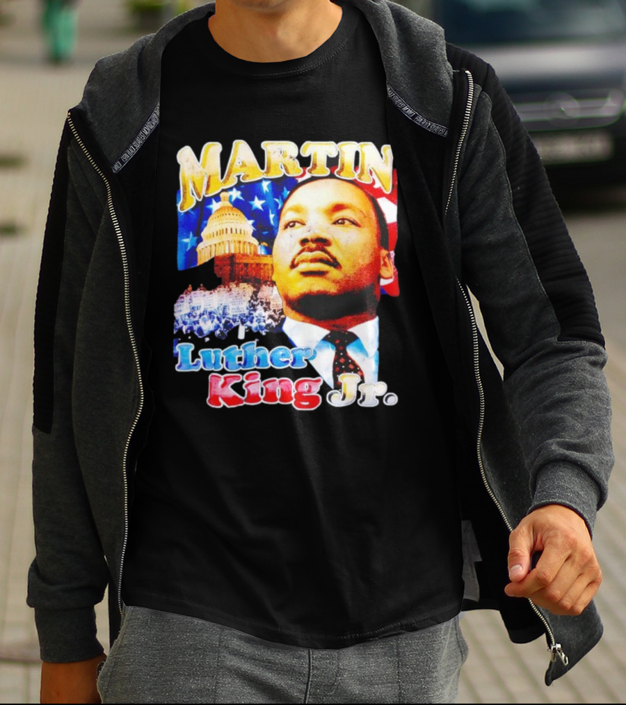 Martin Luther King Jr Vintage 90s American Flag Capitol T-Shirt