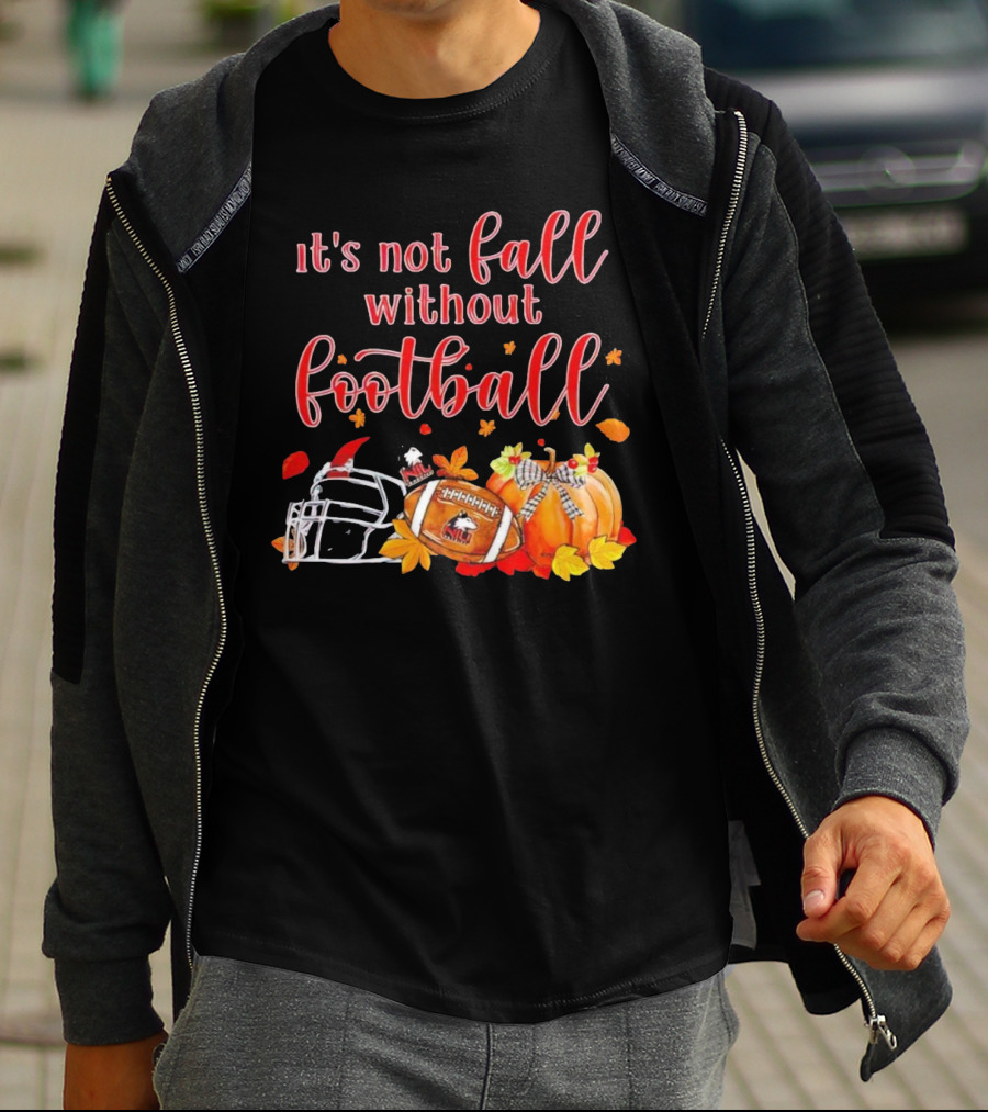 Northern Illinois Huskies It's Not Fall Without Football Helmet Pumpkin Leaves T-Shirt