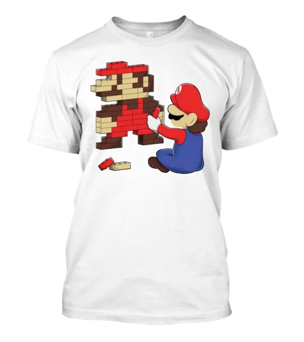 Super Mario Pixel Blocks Retro Builder T-Shirt