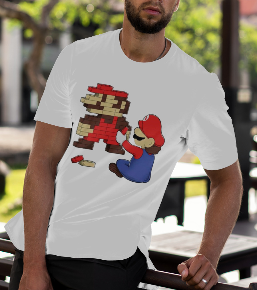 Super Mario Pixel Blocks Retro Builder T-Shirt