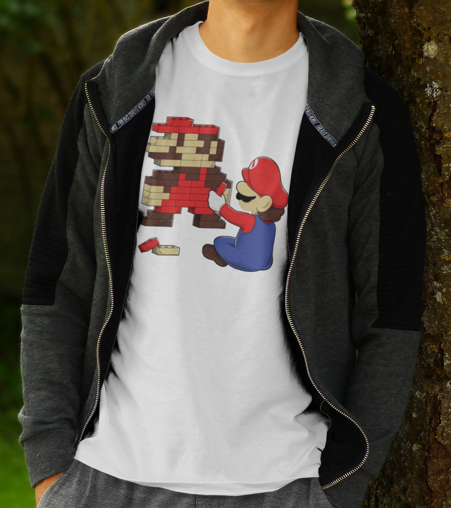 Super Mario Pixel Blocks Retro Builder T-Shirt