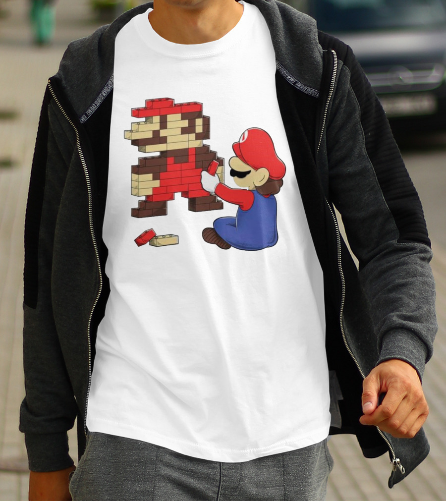 Super Mario Pixel Blocks Retro Builder T-Shirt