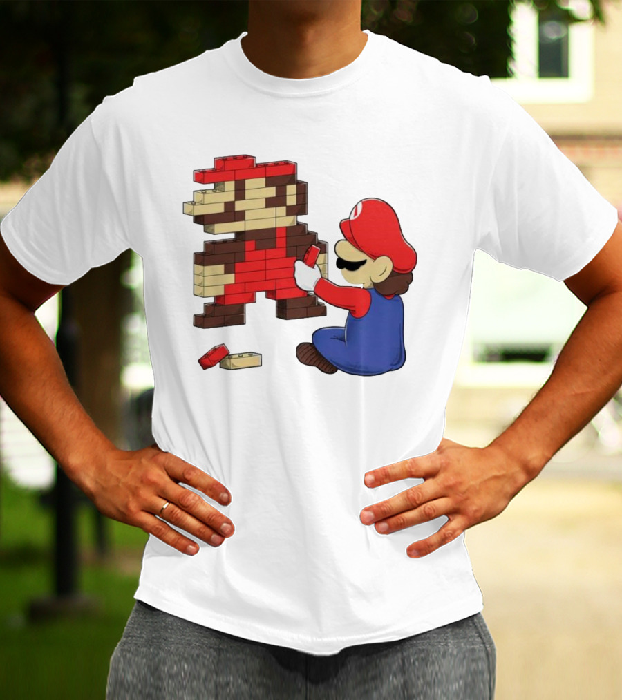 Super Mario Pixel Blocks Retro Builder T-Shirt