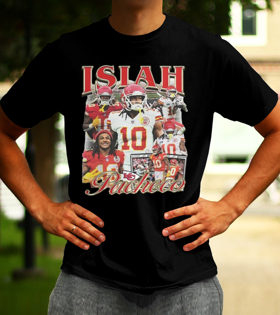 Isiah Pacheco 90s Kansas City Chiefs Football Collage T-Shirt