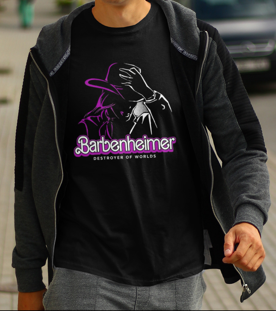 Barbenheimer Destroyer Of Worlds Shadowed Figure With Hat T-Shirt