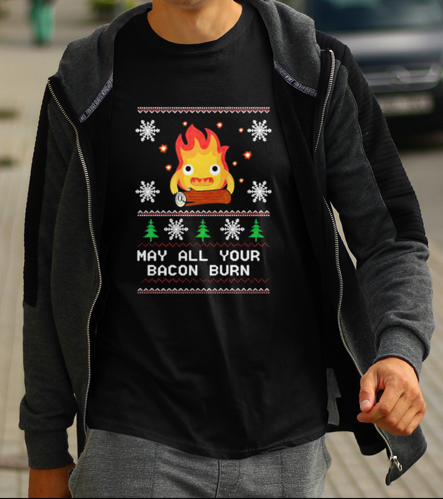 Calcifer Christmas May All Your Bacon Burn Ugly T-Shirt
