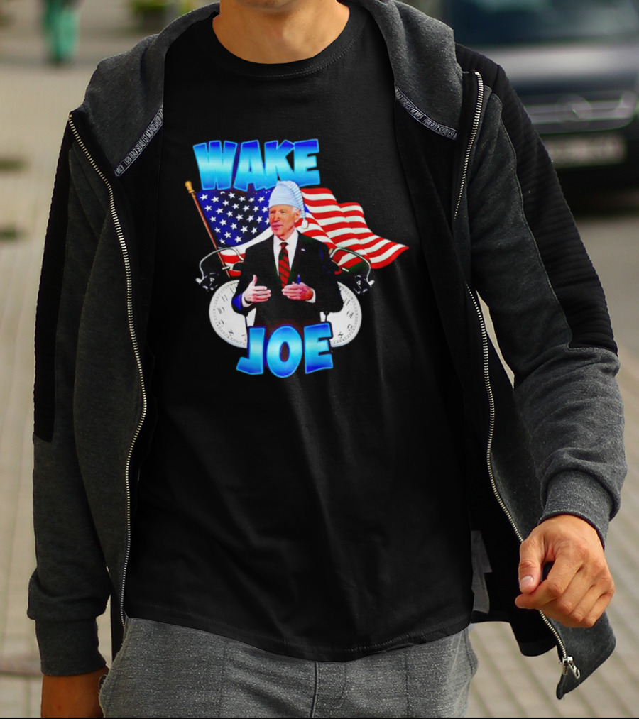 Wake Up Joe American Flag Clock Patriots T-Shirt