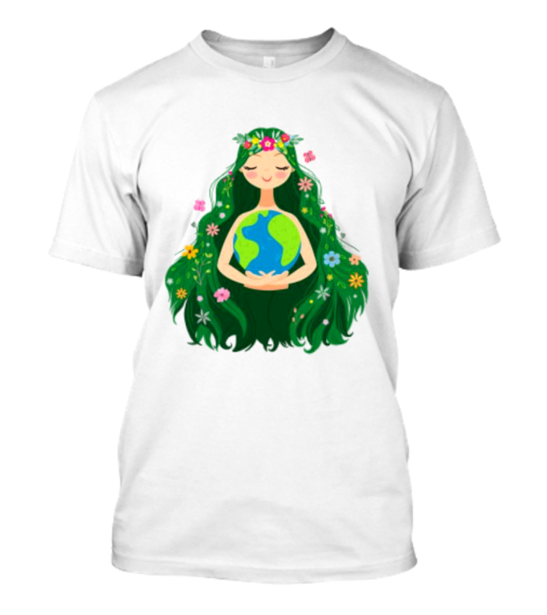 Beautiful Flowing Flower Earth Care Mother Nature Figure T-Shirt