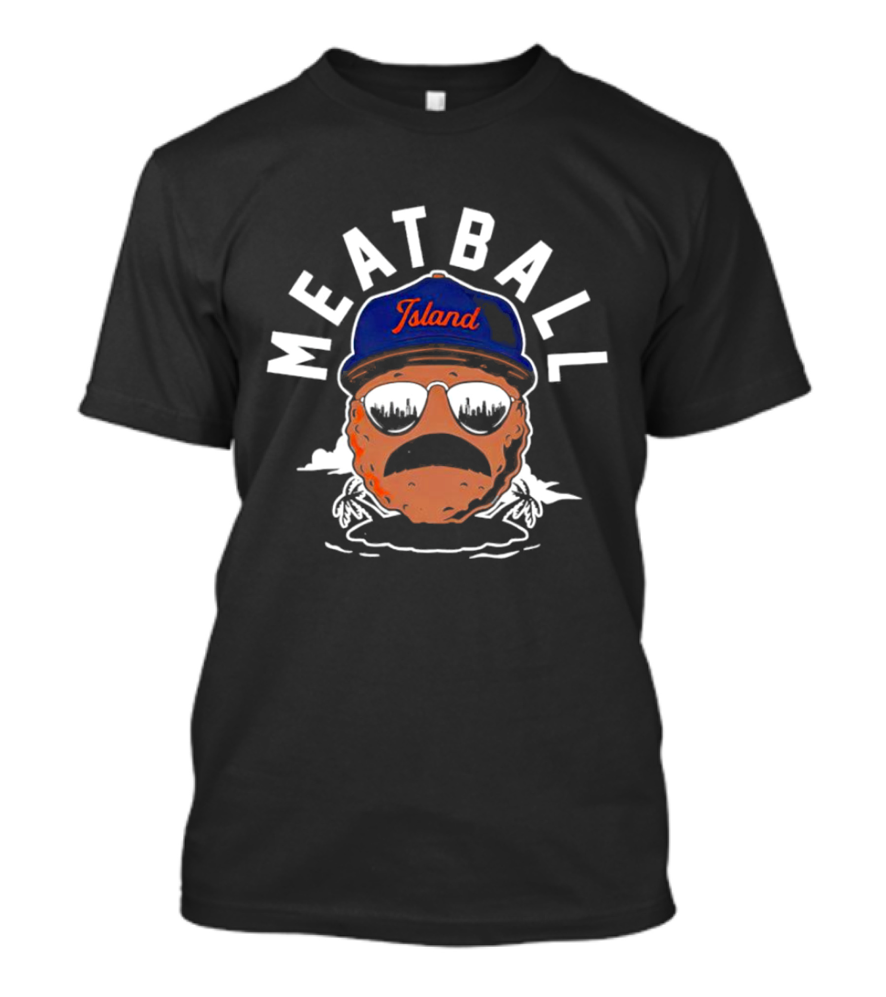 Meatball Island Chicago Skyline Mustache Hat T-Shirt