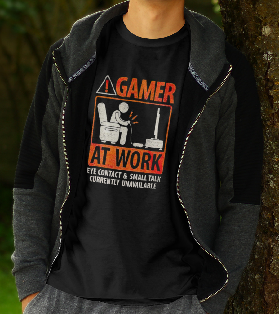 Gamer At Work Eye Contact Small Talk Currently Unavailable T-Shirt