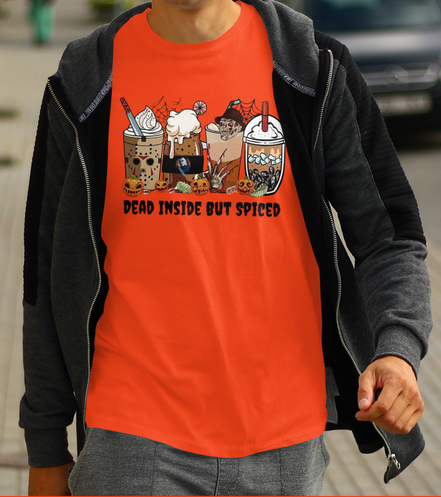 Dead Inside But Spiced Halloween Spooky Pumpkin Latte T-Shirt