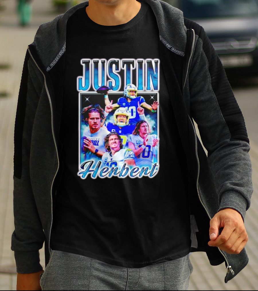 JUSTIN HERBERT VINTAGE STYLE 90S SPORTS 10 HELMET FOOTBALL T-Shirt