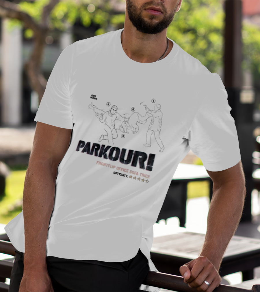 Parkour Frontflip Office Sofa Trick Bonus Difficult Five Star T-Shirt