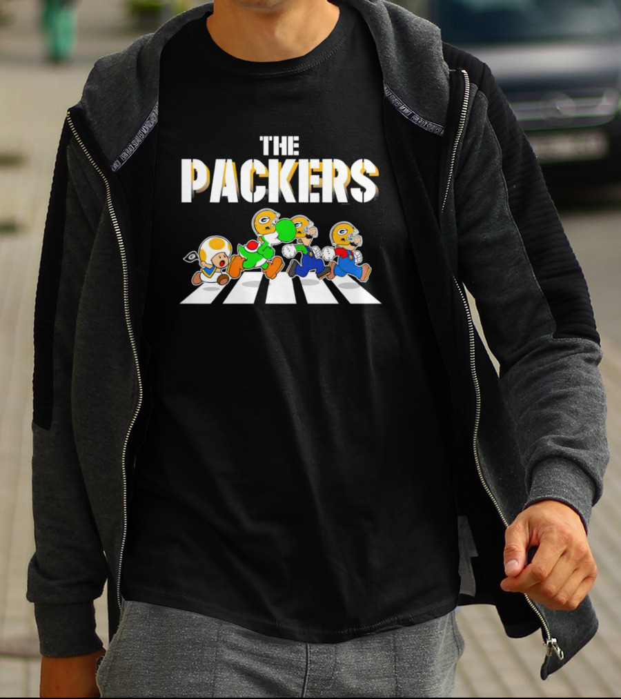 Super Mario Characters In The Packers Crossing T-Shirt