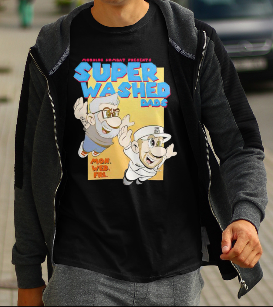 Morning Kombat Presents Super Washed Dads Mon Wed Fri T-Shirt