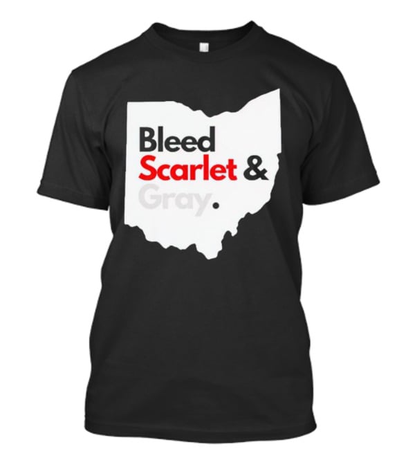 Ohio State Buckeyes Bleed Scarlet And Gray Map T-Shirt