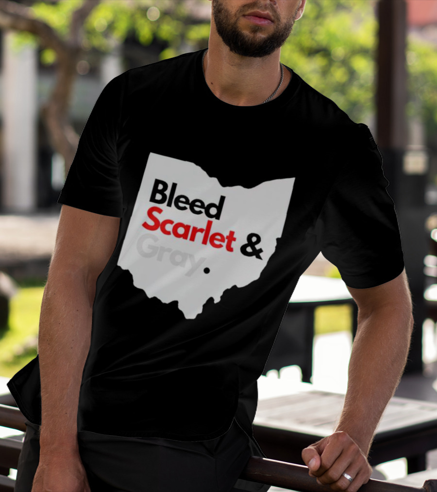Ohio State Buckeyes Bleed Scarlet And Gray Map T-Shirt