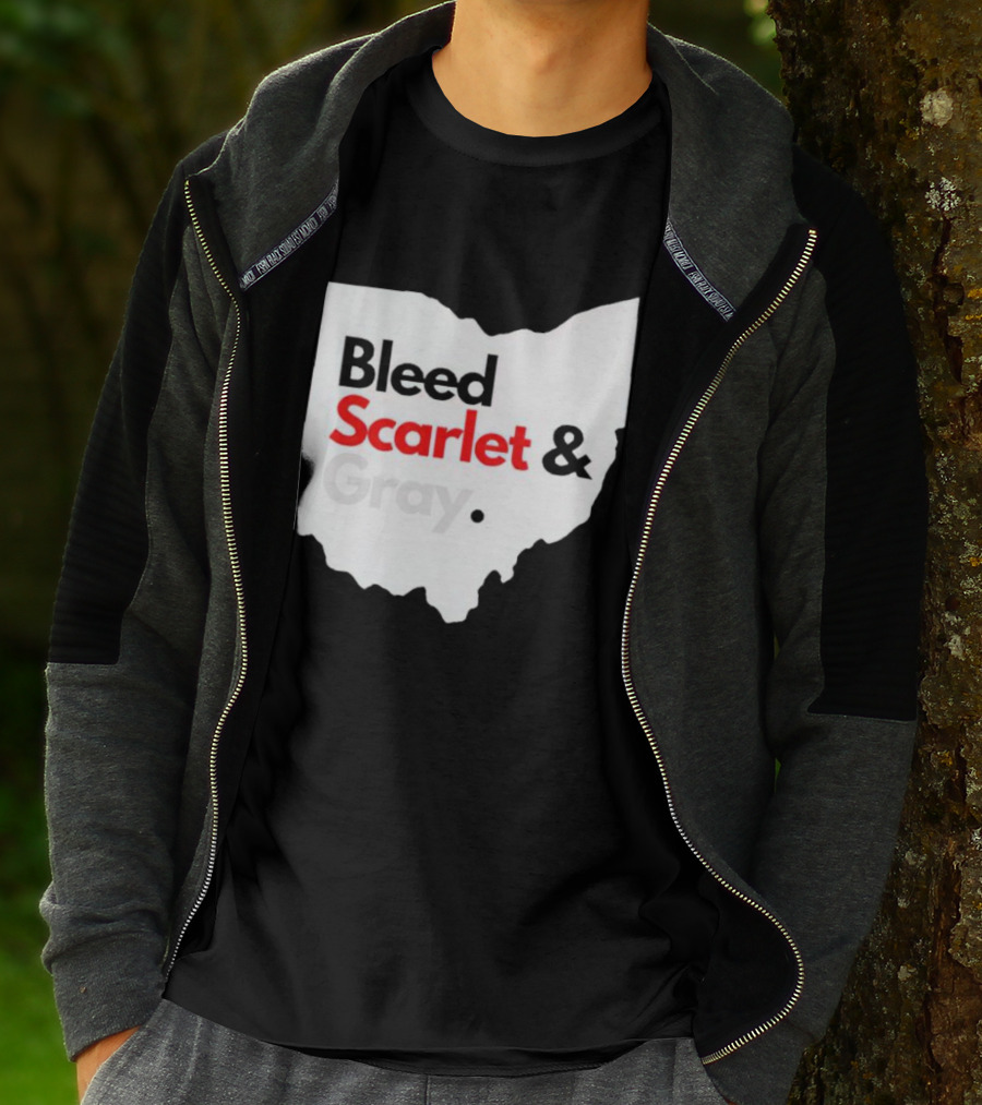 Ohio State Buckeyes Bleed Scarlet And Gray Map T-Shirt