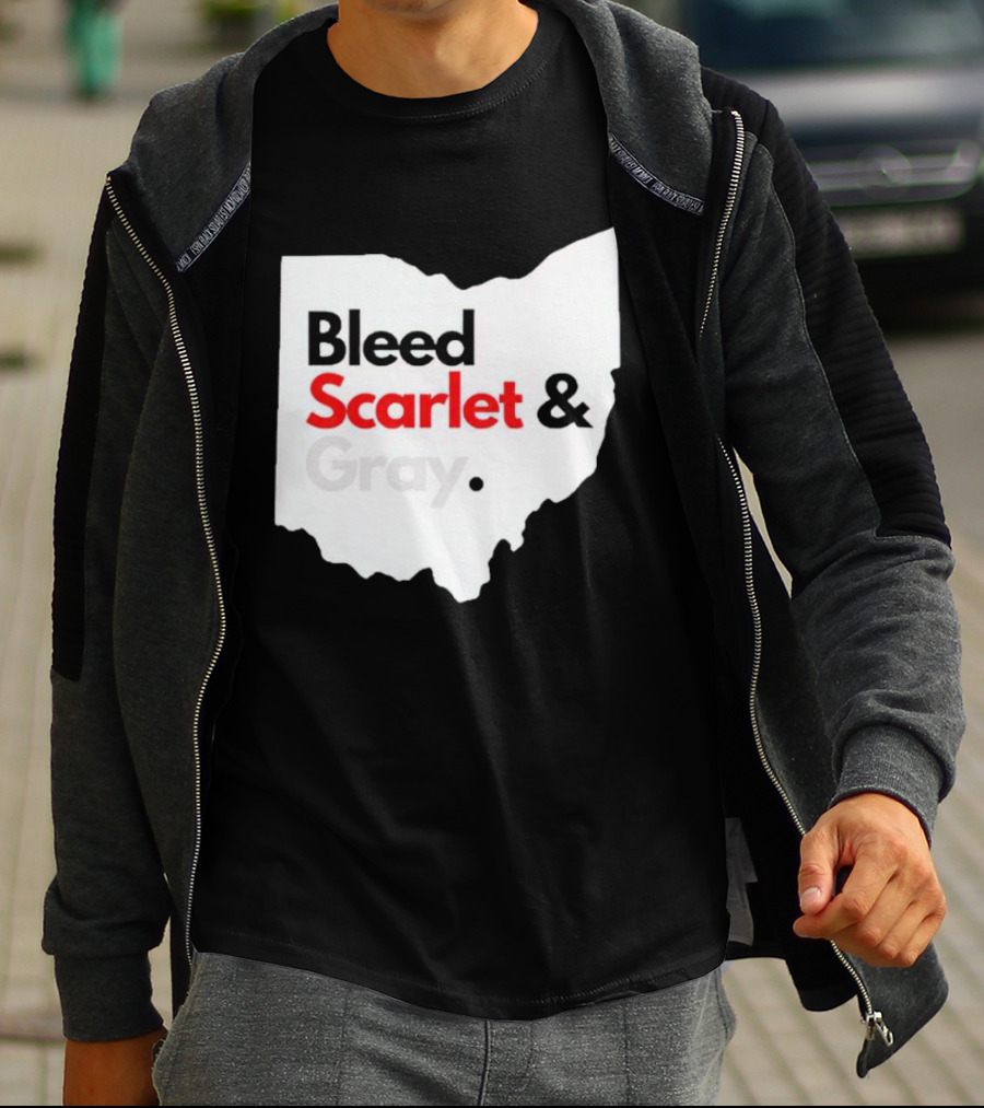 Ohio State Buckeyes Bleed Scarlet And Gray Map T-Shirt