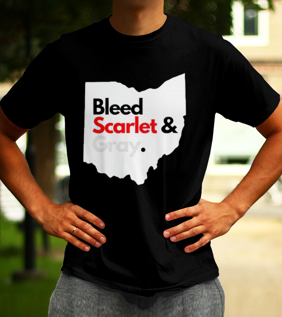 Ohio State Buckeyes Bleed Scarlet And Gray Map T-Shirt