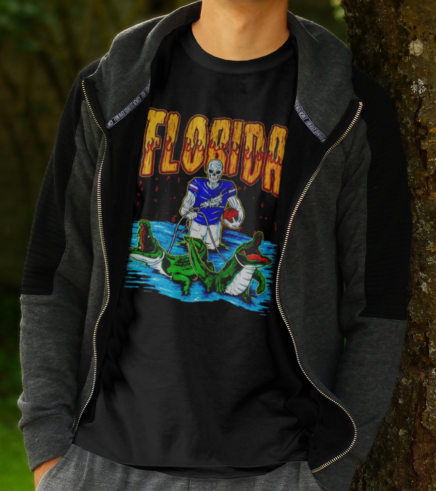 Florida Skeleton Football With Gators T-Shirt