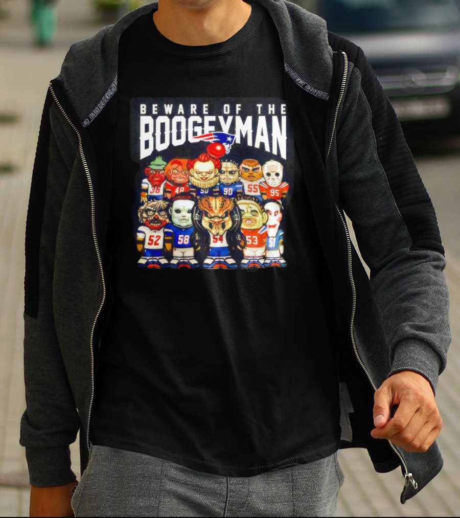 Beware Of The Boogeyman Halloween Patriots Horror Characters Football Players T-Shirt