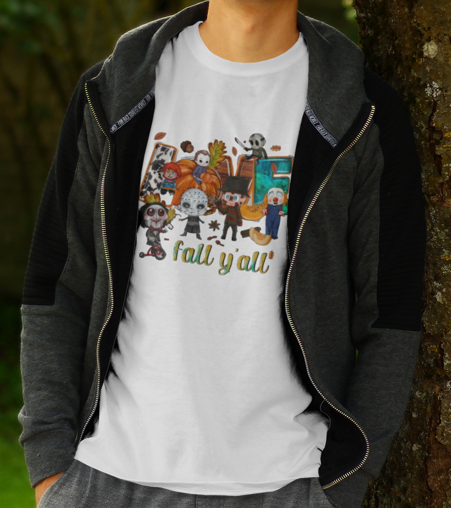 Love Fall Y’all Horror Characters Halloween T-Shirt