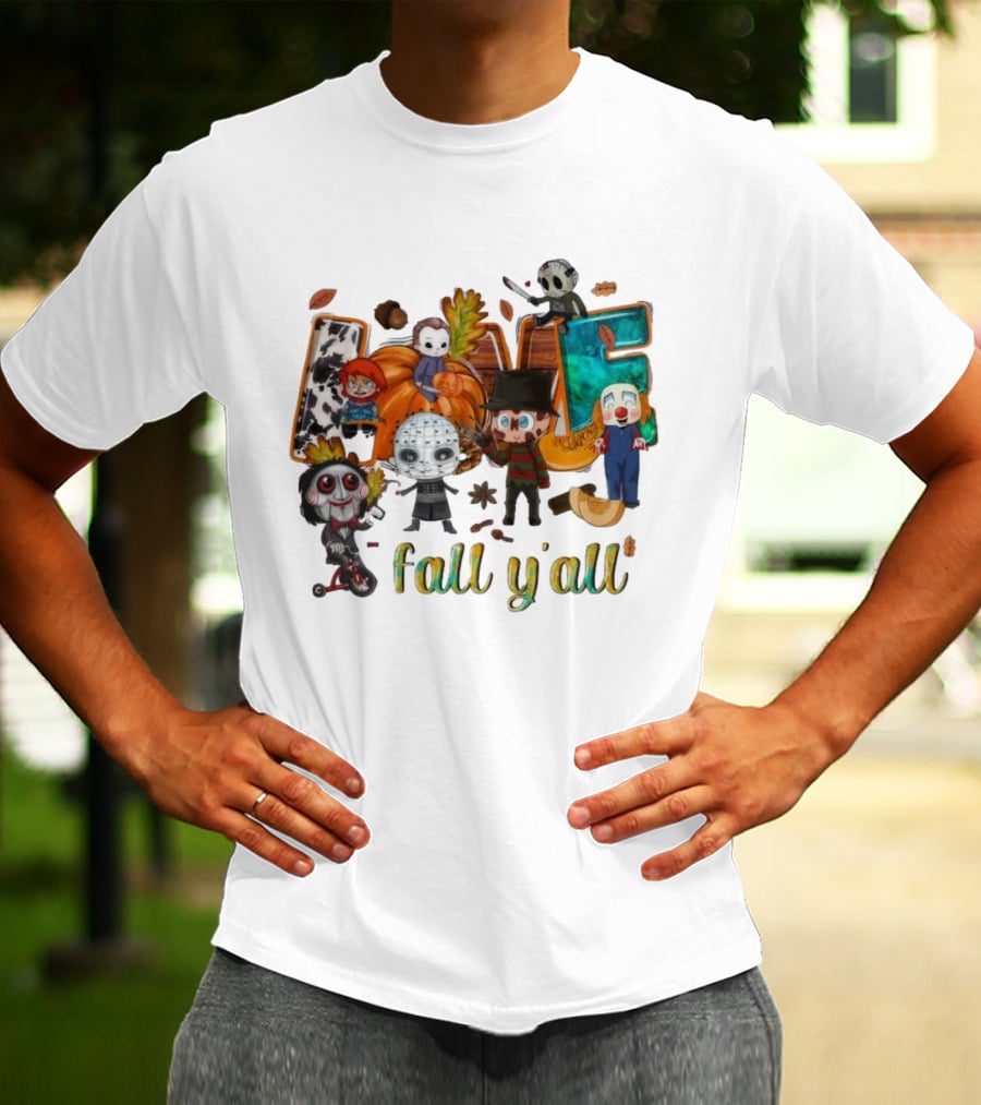 Love Fall Y’all Horror Characters Halloween T-Shirt