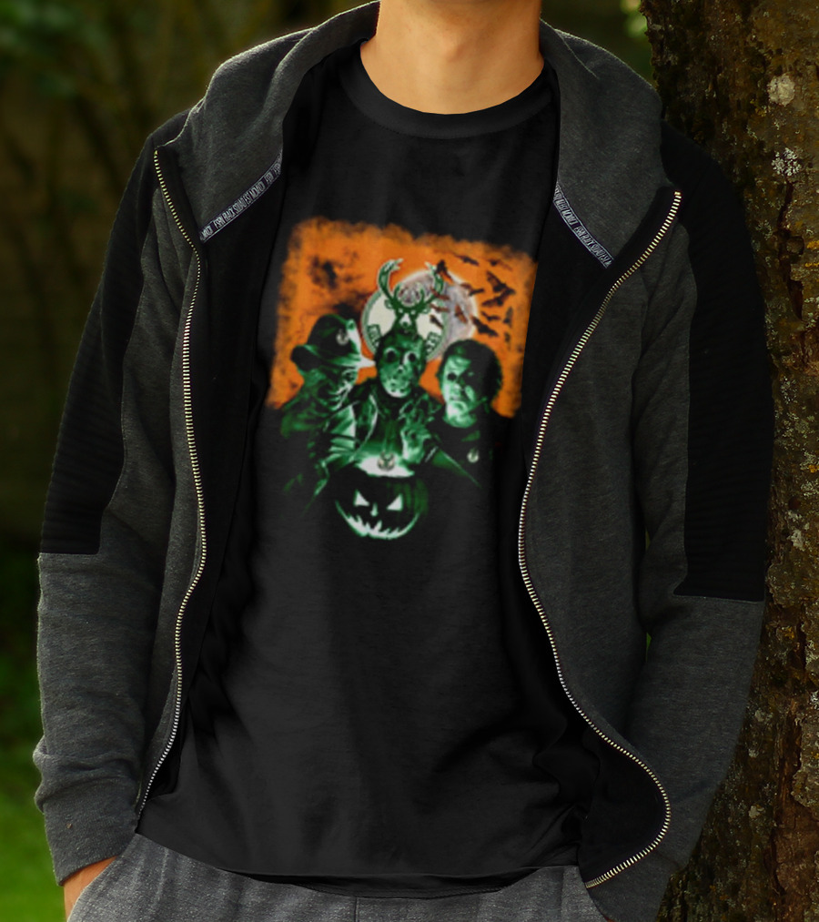 Horror Movies Freddy Krueger Jason Voorhees Michael Myers Milwaukee Bucks Halloween T-Shirt