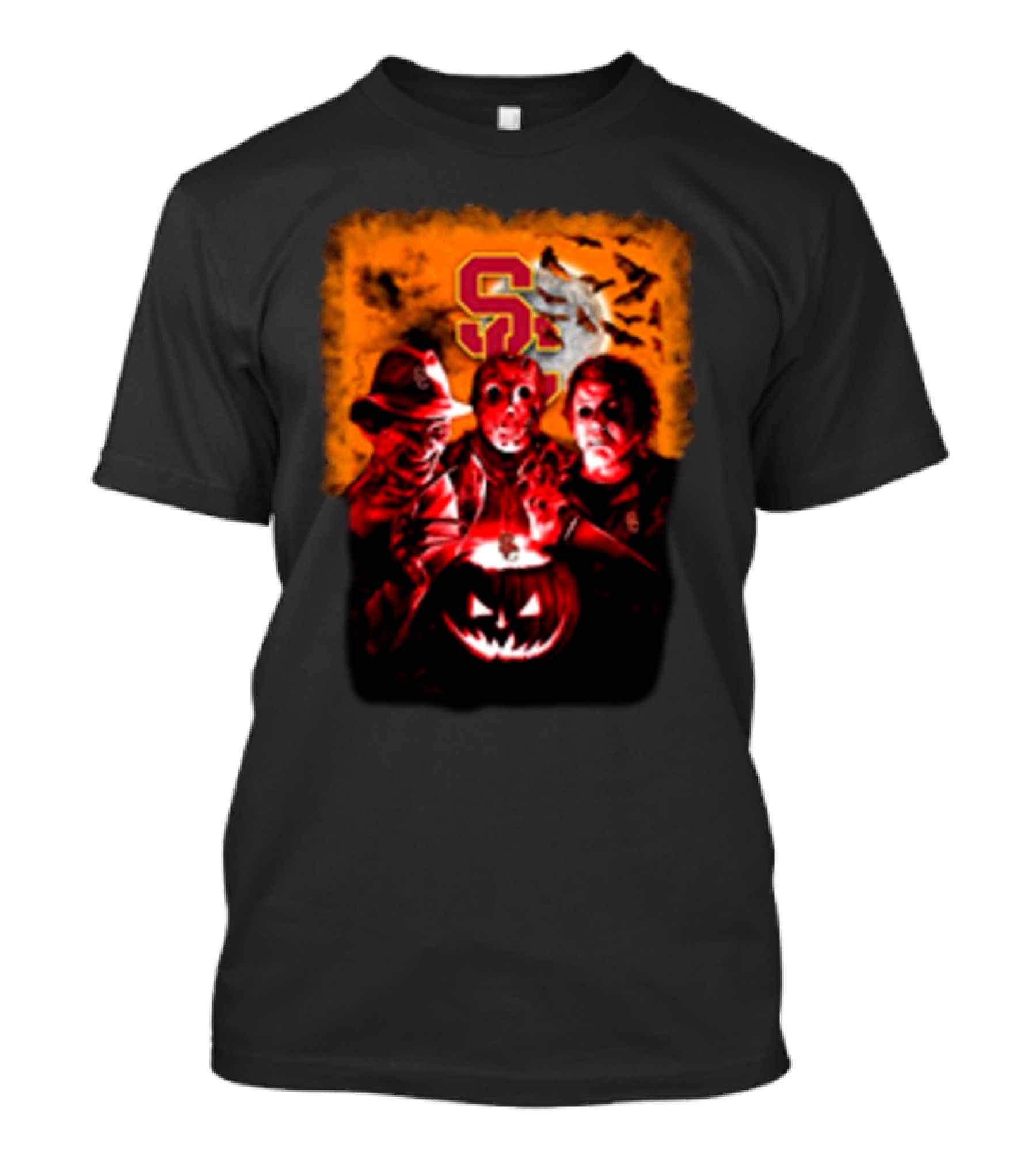 USC Trojans Halloween Freddy Krueger Jason Voorhees Michael Myers Horror Movies T-Shirt
