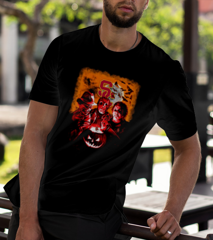 USC Trojans Halloween Freddy Krueger Jason Voorhees Michael Myers Horror Movies T-Shirt