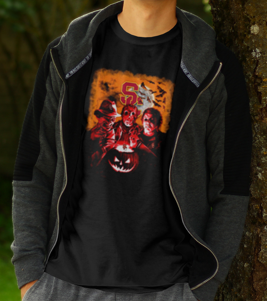 USC Trojans Halloween Freddy Krueger Jason Voorhees Michael Myers Horror Movies T-Shirt