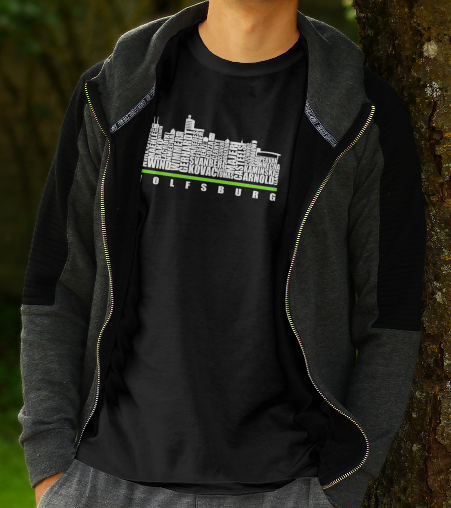 Wolfsburg Skyline With VfL Wolfsburg Players Names T-Shirt
