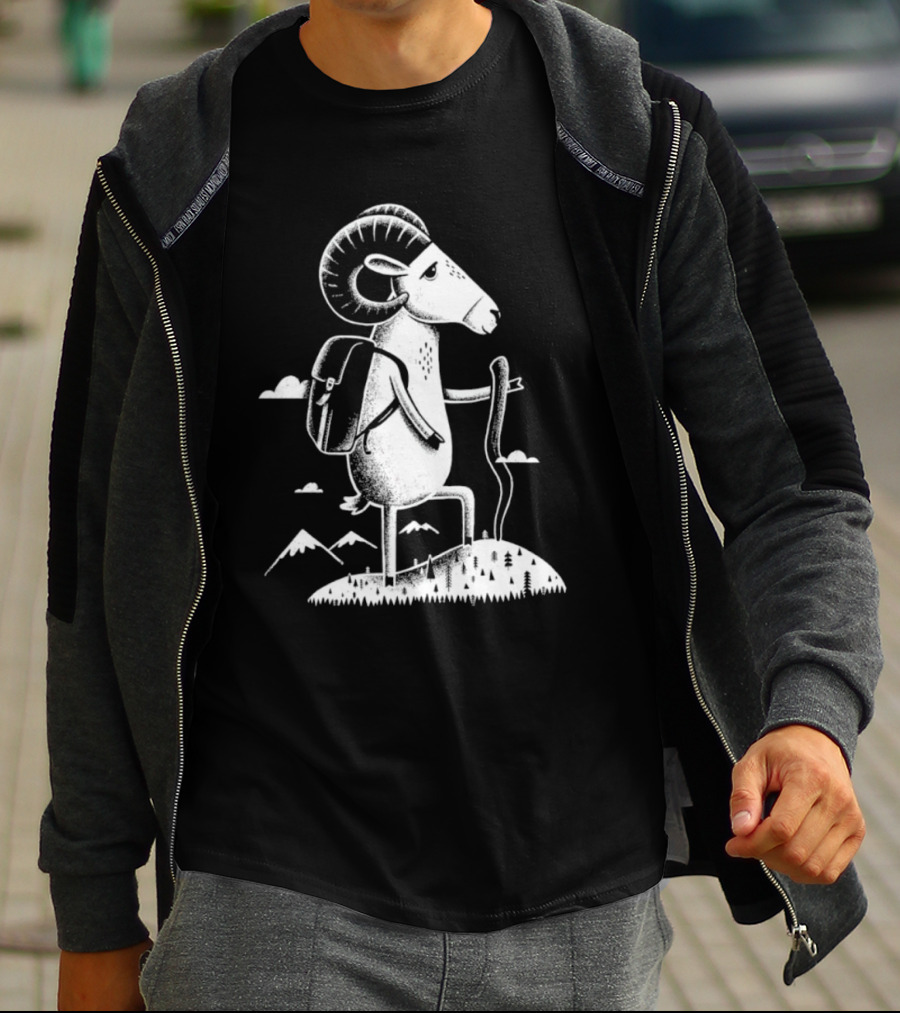 Bighorn Sheep Hiking Adventure In Mountain Wilderness T-Shirt