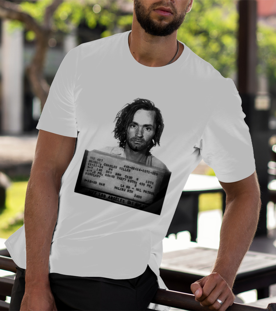 Charles Manson Mugshot Los Angeles Police Department Booking 1969 T-Shirt