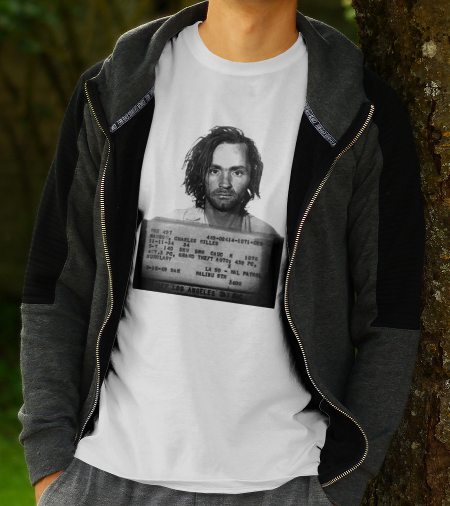 Charles Manson Mugshot Los Angeles Police Department Booking 1969 T-Shirt